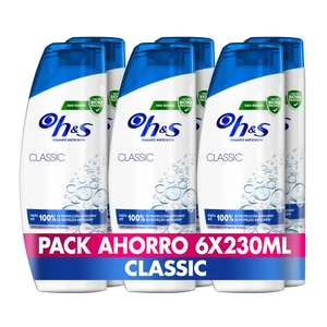 6 Champúes H&S Anticaspa Classic, Hasta Un 100% De Protección Contra La Caspa, 230 ml x 6