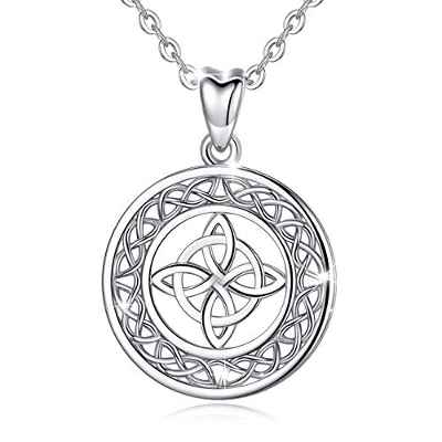 AEONSLOVE Collar Nudo Celta Irlandesa Colgante Nudo de Bruja Plata de Ley 925 para Mujer Regalo Joyas Infinito para Cumpleaños Navidad