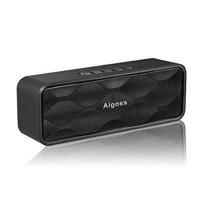Aigoss - Altavoz inalámbrico Bluetooth, portátil con audio HD, controlador dual incorporado, 4.2, radio FM y ranura para tarjeta TF, negro