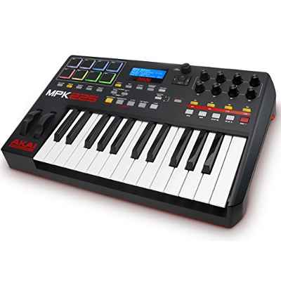 AKAI Professional MPK225 -Teclado controlador MIDI USB compacto de 25 teclas semi-contrapesadas, controles MPC asignables, 8 Pads, Q-links, botones, conectividad plug-and-play y Paquete de Software