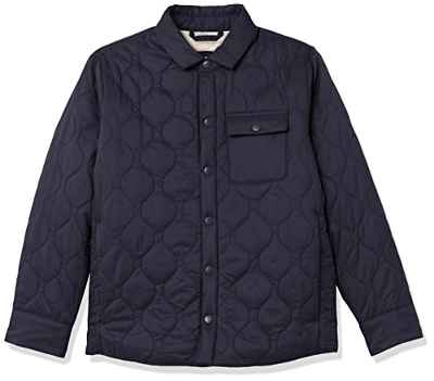 Amazon Essentials Boys Sherpa-Lined Quilted Shirt Jacket Chaqueta, Azul Marino, 4 años