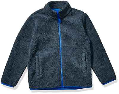 Amazon Essentials Chaqueta Polar con Cremallera Completa y Forro Sherpa Niño, Gris Oscuro, 6-7 años