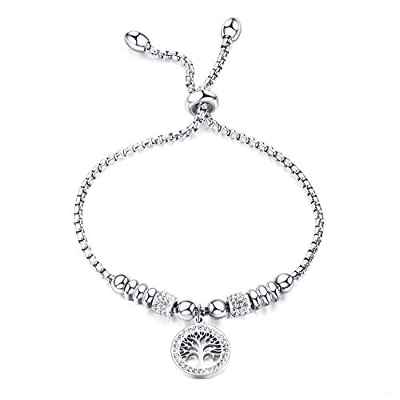 ATEIELLI Pulsera Árbol de Vida con Circonita Longitud Ajustable JWB152