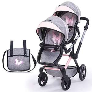 Bayer Design-26733AA muñeca gemelar, Cochecito de Hermano, Regulable en Altura, Cesta de la Compra integrada, Compatible con EasyGo