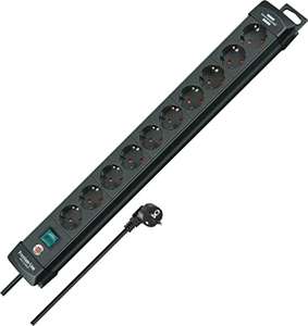 Brennenstuhl Premium-Line regleta de enchufes con 10 tomas de corriente (cable de 3m, con interruptor, Made in Germany)