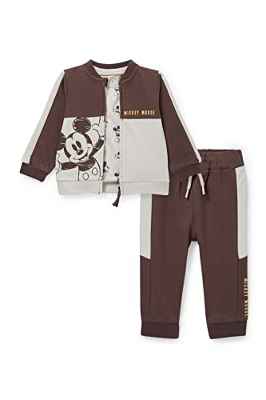 C&A Set de bebé de algodón con estampado regular y estampado de Mickey Mouse, Beige y marrón, 24 meses
