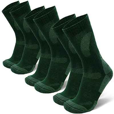 Calcetines de Senderismo y Trekking de Lana Merina para Hombre, Mujer y Niños, Otoño e Invierno, Calcetines Térmicos de montaña, Pack de 3 (Gris Claro, EU 43-47)