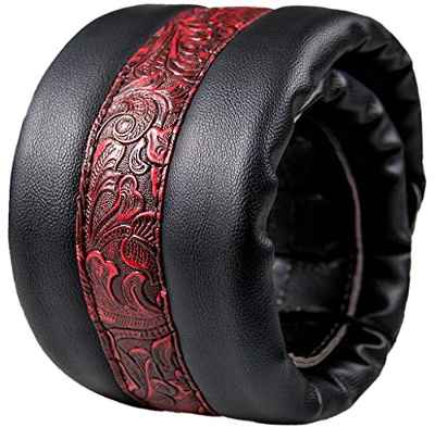 Correa de Guitarra Leather Acustica Electrica Clásica Suave Neopreno 9cm Bajo Western Vintage Tartán Botón (rojo)