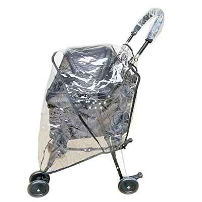 DAMENGOTA Cubierta de lluvia para cochecito de perro, plástico transparente para cochecito de mascotas para mascotas con adhesivo mágico plegable (tamaño: 76 x 100 cm (largo x alto)