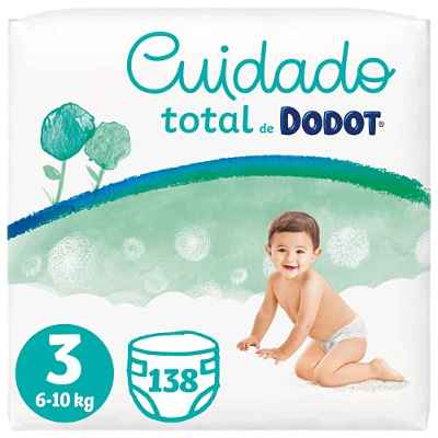 Dodot Pañales Bebé Cuidado Total Talla 3 (6-10 kg), 138 Pañales, Suave Protección de la Piel de Dodot con Ingredientes de Origen Vegetal