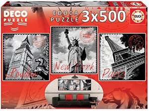 Educa Deco Grandes ciudades, set de 3 puzzles 500 piezas cada uno
