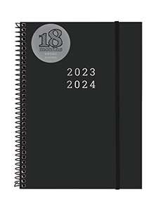 Finocam - Agenda Espiral 18 Meses 2023 2024 Semana Vista Horizontal Julio 2023 - Diciembre 2024 (18 meses) Negro Internacional