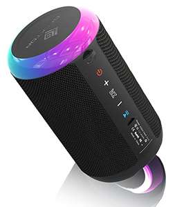 GEEKTOP 24W Altavoz Bluetooth 5.1 Altavoz Inalámbrico Portátil Impermeable IPX7 con Luz LED, Chips DSP, Tipo C/Micro SD/AUX-in