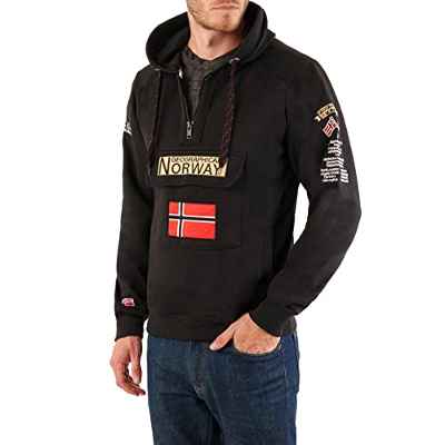 Geographical Norway GYMCLASS Men - Sudadera Capucha Bolsillos Hombre - Chaqueta Casual Hombres Abrigo - Camisetas Camisa Manga Larga - Hoodie Deportiva Regular Fitness Jacket Tops (Negro M)