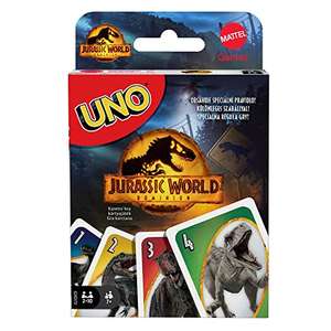 JURAsIC PARK 3: UNO, juego de mesa CARTAS para niños +7 años MATTEL