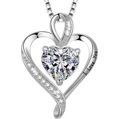 LAVUMO Collares Mujer Amor Colgante de Corazón Oro Rosa Plata de Ley 925 Collares de Mujer,Joyas Regalos para Esposa, Mamá, Novia, Cumpleaños Navidad Aniversario día de San Valentín Regalo(RG4-LOVE)