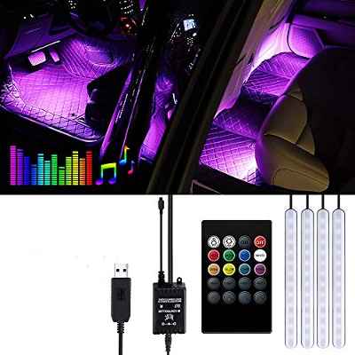Led Coche Interior - Trongle Tira LED Iluminación, Auto Interior Atmósfera Led Iluminación, El Color Música de la Decoración de la Lámpara Para El Coche, Luz Impermeable, Cargador del USB 5V