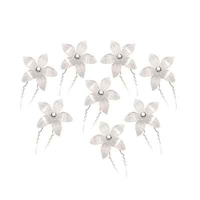 LEORX 8pcs boda nupcial pelo Pasadores Clips, elegante novia de la boda rhinestone horquilla (blanco)