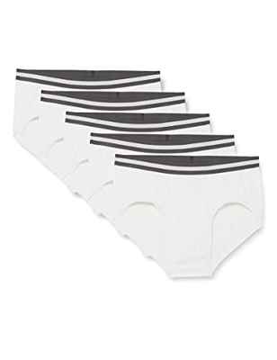 Marca Amazon - find. Slip para Hombre Y-Front, Pack de 5, Blanco (White), M, Label: M