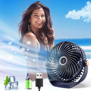 Mubarek Ventilador USB Silencioso, 5 Velocidades, 3600mAh.