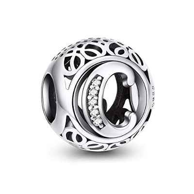 NINGAN Abalorios Charms Colgantes de Alfabeto Cuentas Plata de Ley 925 con Circonita cúbica Transparente Compatible con Pulsera Pandora & Europeo, Charms de Letra para Mujer Niña (Letra M)