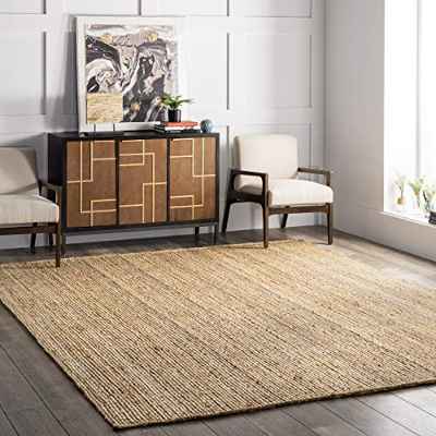 nuLOOM Rigo Alfombra de yute, tejida a mano, estilo rústico, 180 x 270 cm, Natural