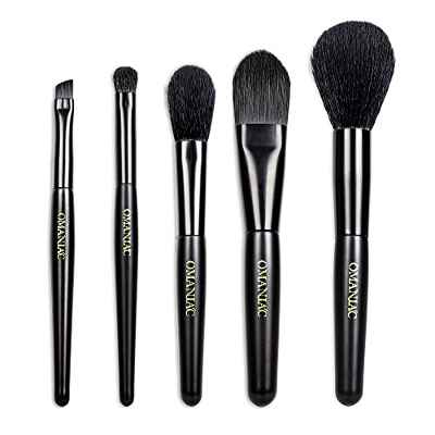 OMANIAC® 5 Brochas de Maquillaje de Viaje Portátiles que Incluyen Brocha para Polvo, Brocha para Esculpir, Brocha para Base, Brocha para Sombra de Ojos, Brocha para Cejas, Brocha para Maquillajes