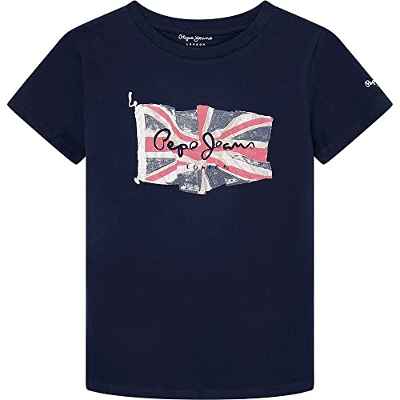 Pepe Jeans Flag Logo Jr S/S N Camiseta, Azul (Dulwich), 6 Años para Niños