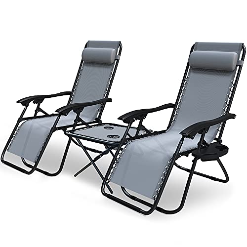 Set de 2 tumbonas con mesa auxiliar