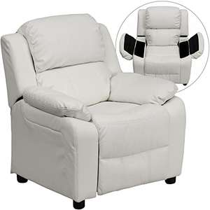 Sillón Deluxe fuertemente Acolchada contemporáneo Beige Vinilo niños reclinable con Brazos (color blanco y color rosado al mismo precio)