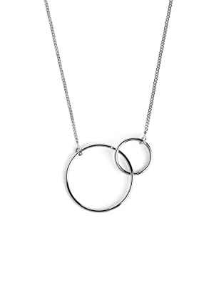 SINGULARU - Collar Sister - Colgante en Plata de Ley 925 y dos Aros Unidos - Cadena de Talla Unica - Joyas para Mujer - Hecho en España - Baño en Rodio