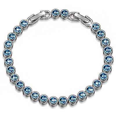 Susan Y Sueño Marino Mujer Pulsera de Tenis Hechos con Cristales de Swarovski Azul Joyas Navidad Cumpleaños Aniversario Madre Esposa Hija Niña Ella Su Regalos San Valentin