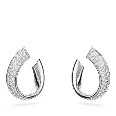 Swarovski Pendientes de Aro Exist para Mujer, Baño de Rodio, Cristales Blancos, Colección Exist de Swarovski