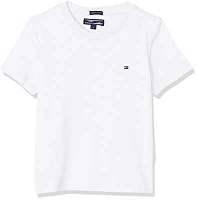 Tommy Hilfiger Boys Basic Cn Knit S/s Camiseta, Blanco (Bright White 123), 152 (Talla del Fabricante: 12) para Niños