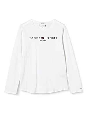Tommy Hilfiger Essential tee L/s Camisa, White, 4 para Niñas