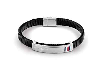 Tommy Hilfiger Jewelry Pulsera para Hombre de Piel Negro - 2790349