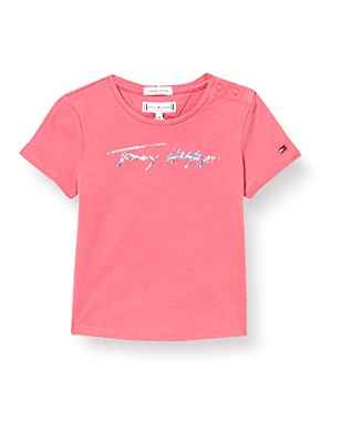 Tommy Hilfiger Script Print tee S/S Camisetas, Deep Watermelon, 16 años para Niñas
