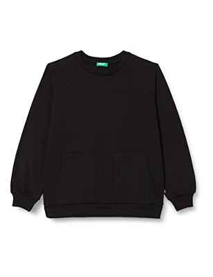 United Colors of Benetton Camiseta G/C M/L 3JLXC108K Sudadera DE Cuello Redondo DE Manga Larga, Negro 100, 140 para Niñas