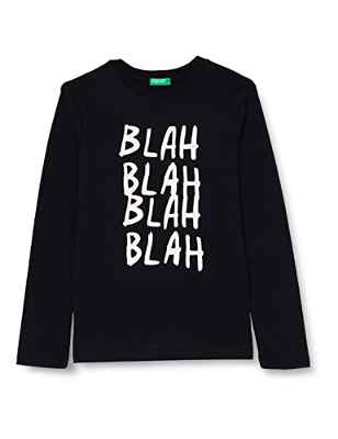 United Colors of Benetton M/L 3VR5C107P Camiseta DE Manga Larga, Negro 100, 130 para Niños
