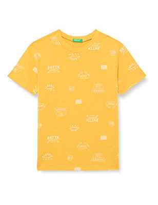United Colors of Benetton T-Shirt 34rzc101h Camiseta, Amarillo 62L, 130 cm para Niños