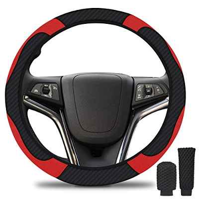 URAQT Cubierta de Volante de Cuero de Microfibra, Funda Volante Coche Universal y Antideslizante, Fundas Volante con Funda de Empuñadura de Cambio / Empuñadura del Freno